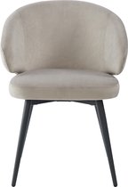 HTfurniture-Bull Light Gray Velvet Dining Chair with Black Leg