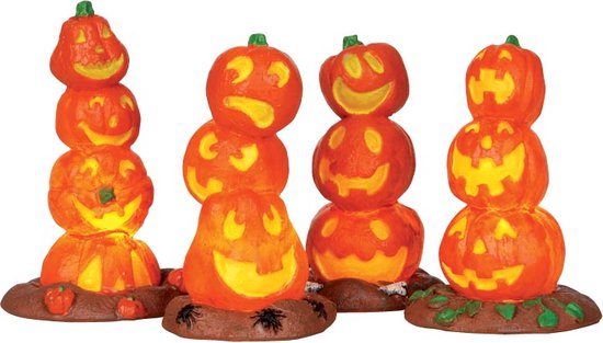 Lemax - Light Up Pumpkin Stack -  Set/4 -  B/o (4.5v) - Kersthuisjes & Kerstdorpen