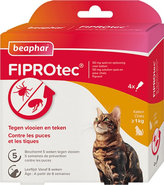 Beaphar Fiprotec Kat - Vlooienbestrijding -  >1 kg -  4 Pipetten