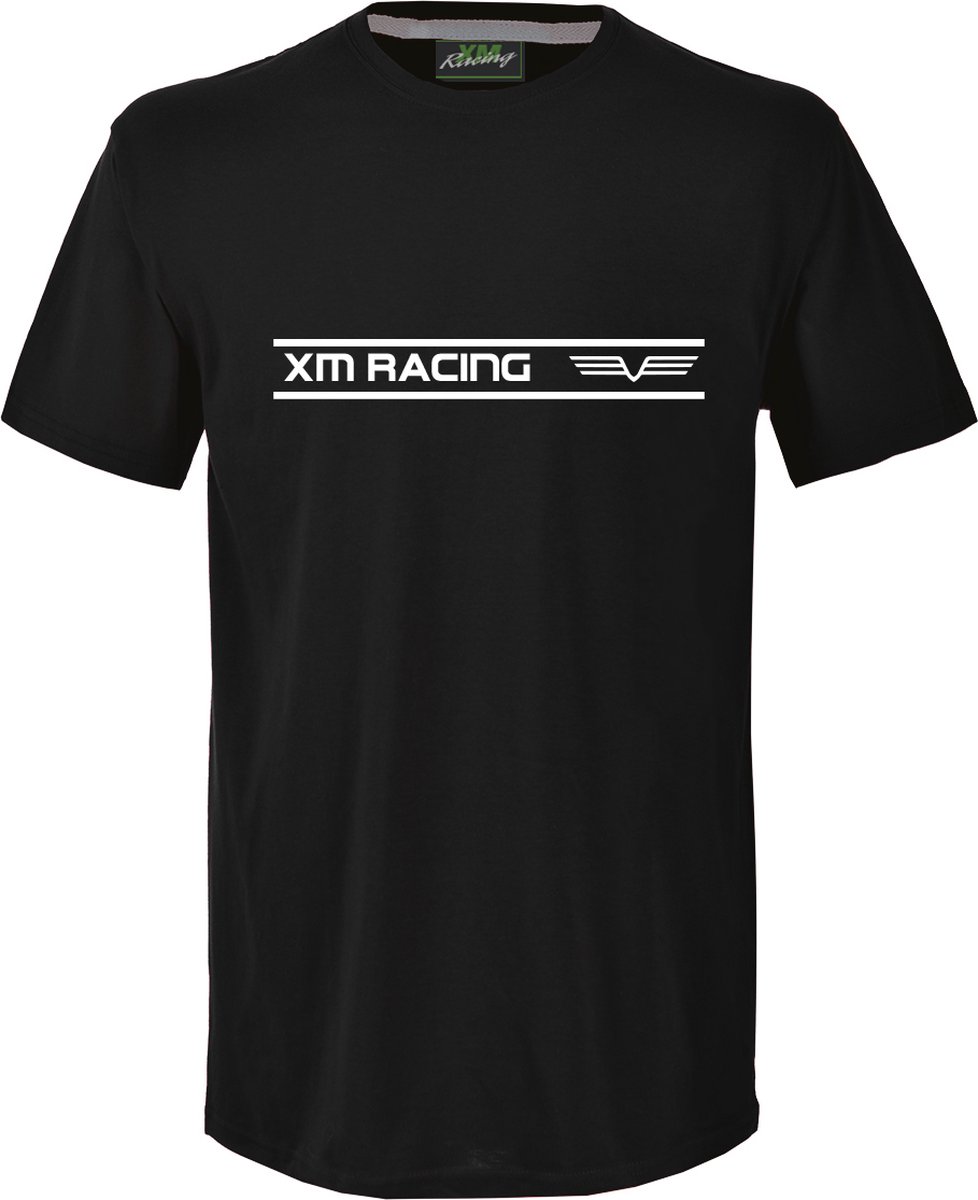 XM Racing - Heren - Between Lines Logo T-Shirt - Basic Voor Elke Dag - Lichtgewicht - Zwart - L