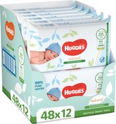 Bol.com Huggies billendoekjes - 100% plasticvrij - biologisch afbreekbaar - 12 x 48 stuks - 576 doekjes aanbieding