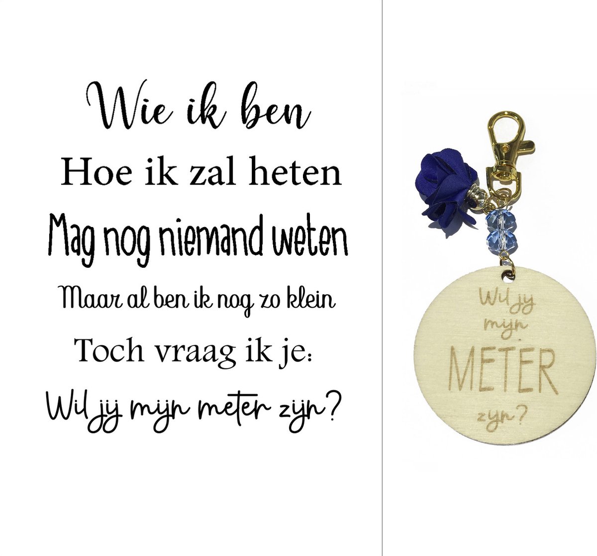 Sleutelhanger meter kralen wie ik ben donker blauw| meter vragen | meter worden