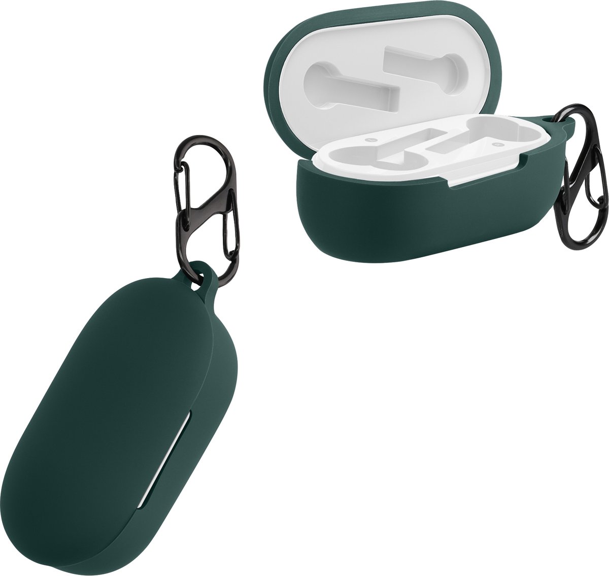 kwmobile cover voor oordopjes case - Compatibel met Oneplus Buds Z2 - Trendy beschermhoes draadloze oordopjes in donkergroen