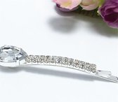 Alina Almond clear - Elegante Schuifspeld haarspeld met strass steentjes  18k lichtgoud diamant met bloem - set van 2 - haaraccessoire vrouwen meisjes