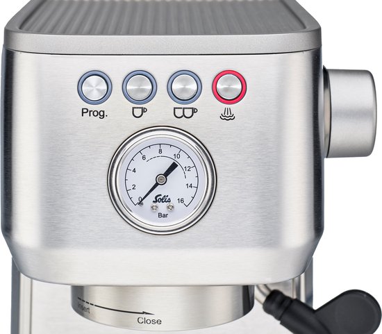 Solis Barista Perfetta Plus 1170 V2 Pistonmachine - Heerlijke Koffie Binnen 1 Minuut - Compacte en Hoogwaardige Espressomachine - Melkschuimsysteem - Zilver