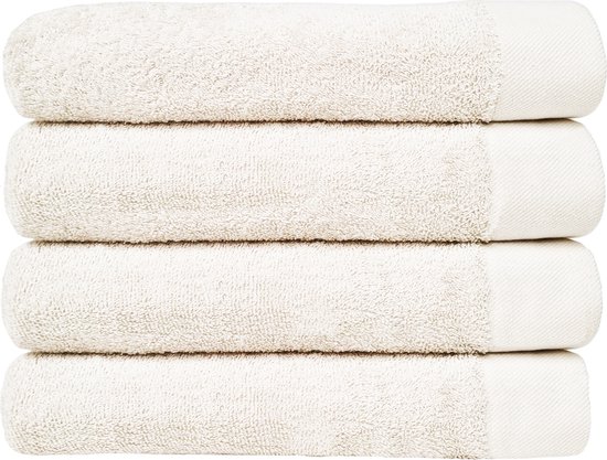 HOOMstyle Lot de 4 serviettes - 50x100cm - qualité de l'hôtel - 100% coton 650gr/m2 - Blanx casse