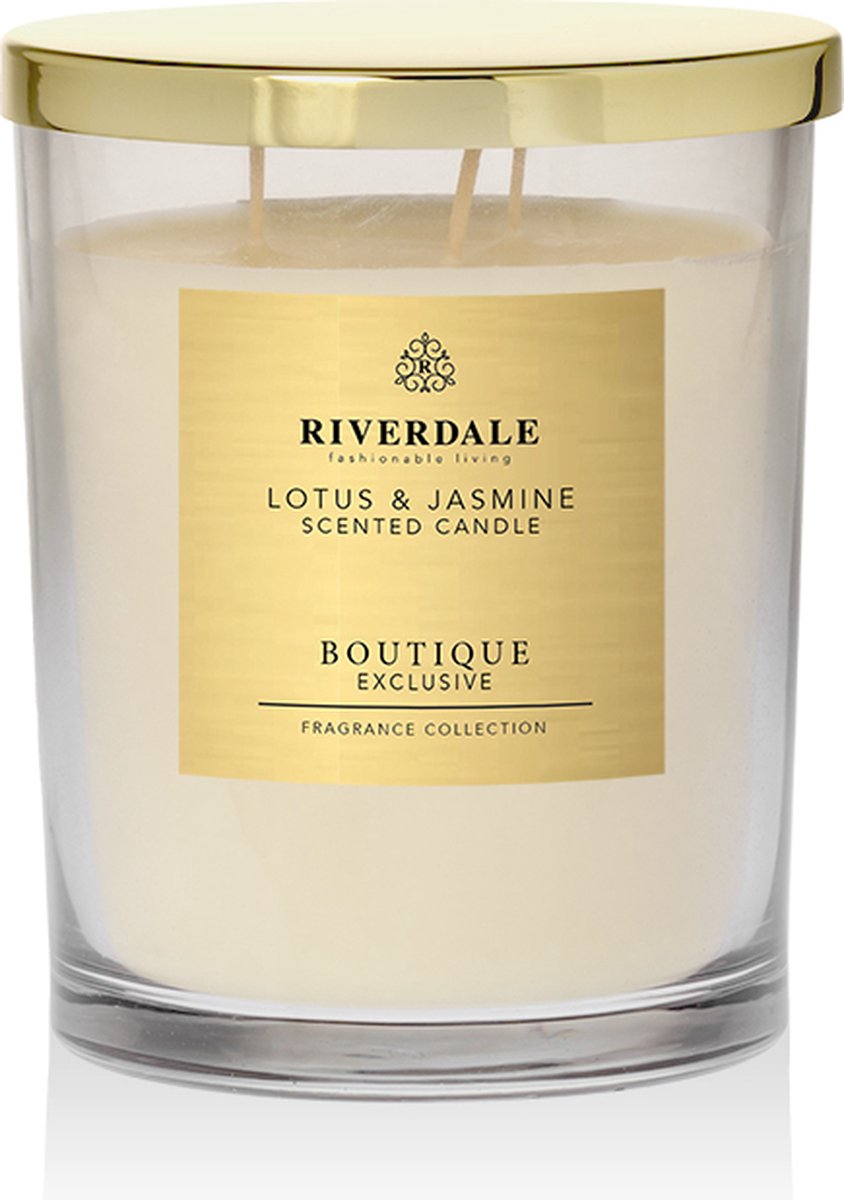 Riverdale - Boutique Exclusive Geurkaars in pot - Lotus & Jasmine Wit