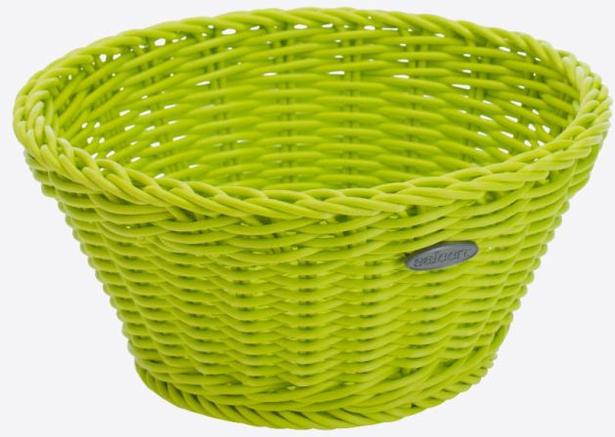 Saleen ronde gevlochten mand uit kunststof limoengroen Ø 18cm H 10cm