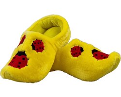 Elcee-Haly – Klomp sloffen – Gele Pantoffelklomp met Lieveheersbeestjes – Warme sloffen – Geel – Maat 34/35