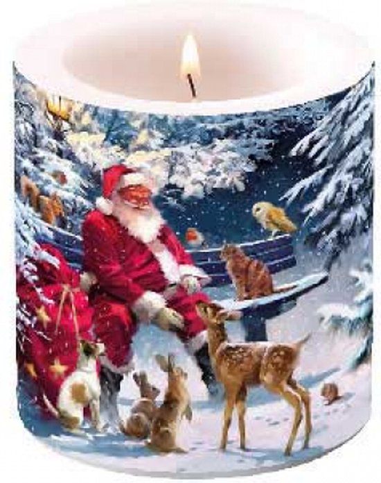 Ambiente - Kaars - 35 branduren - Santa on bench - Kerst - Winter