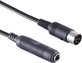 6,35mm Jack (v) - DIN 5-pins (m) hoofdtelefoon (dobbelsteen) adapter / zwart - 0,20 meter