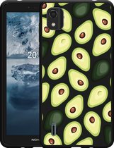 Nokia C2 2nd Edition Hoesje Zwart Avocado's - Designed by Cazy