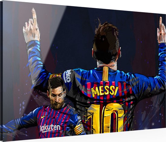 Messi Glasschilderij by MALNINK™ - Messi op Acrylglas (60 x 40 cm) - Inclusief Aluminium Backframe