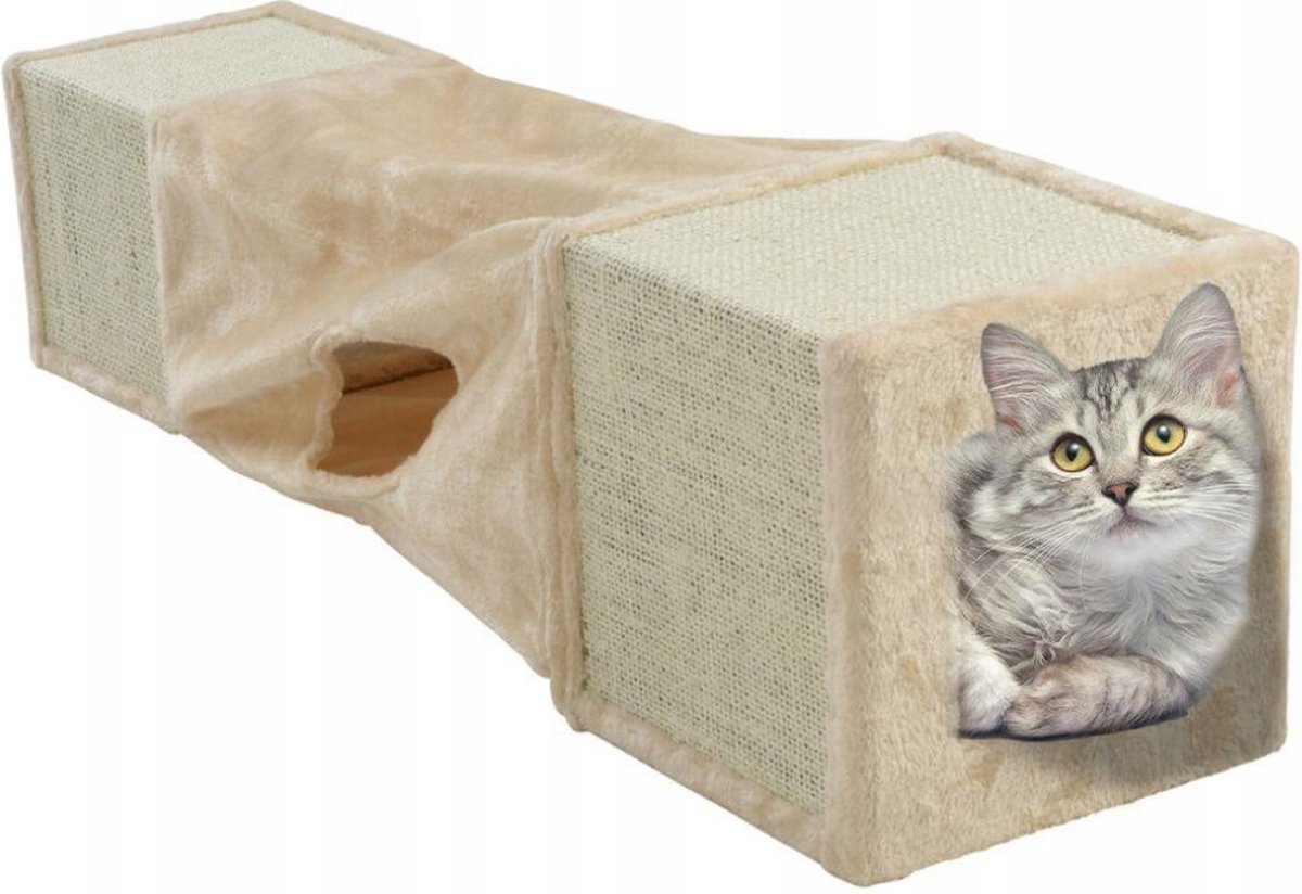 Luxe Kattentunnel - Kattenspeelgoed - Speeltunnel voor Kat - Katten Tunnel - Kattenhuis - Beige