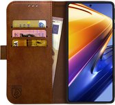 Rosso Element Book Case Wallet Hoesje Geschikt voor Xiaomi Poco F4 GT | Portemonnee | 3 Pasjes | Magneetsluiting | Stand Functie | Bruin