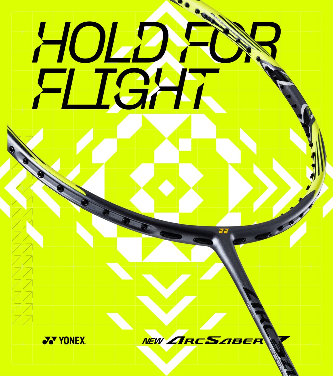 Yonex Arcsaber 7 PLAY badmintonracket controle zwart / geel bol