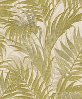 Dutch Wallcoverings - Grace Tropical palm leaf beige/grn - vliesbehang - 10m x 53cm - GR322104