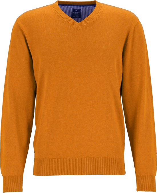Redmond heren trui katoen - V-hals - warm oranje - Maat: XL
