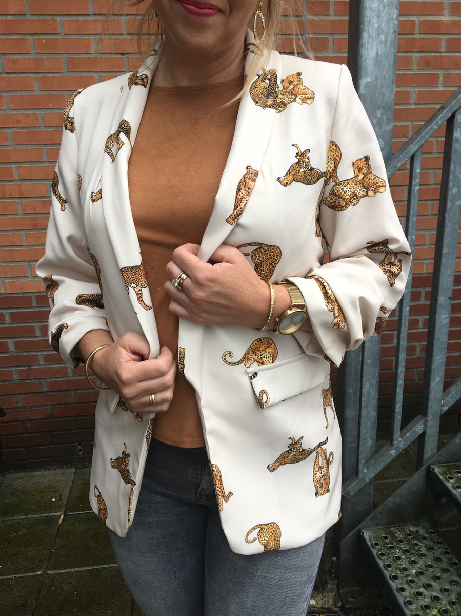 Hill Fashion - Blazer - Panter - Ecru - Maat S