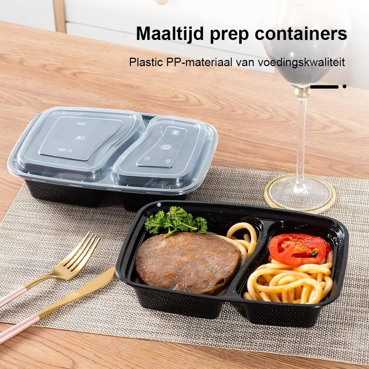 Boîtes Repas 2 Compartiments - 10 Pièces, Meal Prep, Boîte