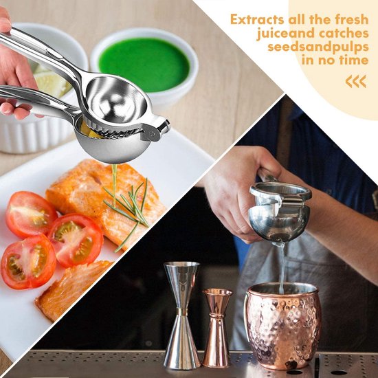 Citruspers - RVS Citroenpers - Limoenpers - Sinaasappel juicer - Handmatige Fruitpers van Merkloos — afbeelding 2