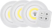 Xtraworks-3x LED inductie nachtlampje met 1x afstandsbediening- Kastverlichting - Dimbaar – Met Timer - warm licht