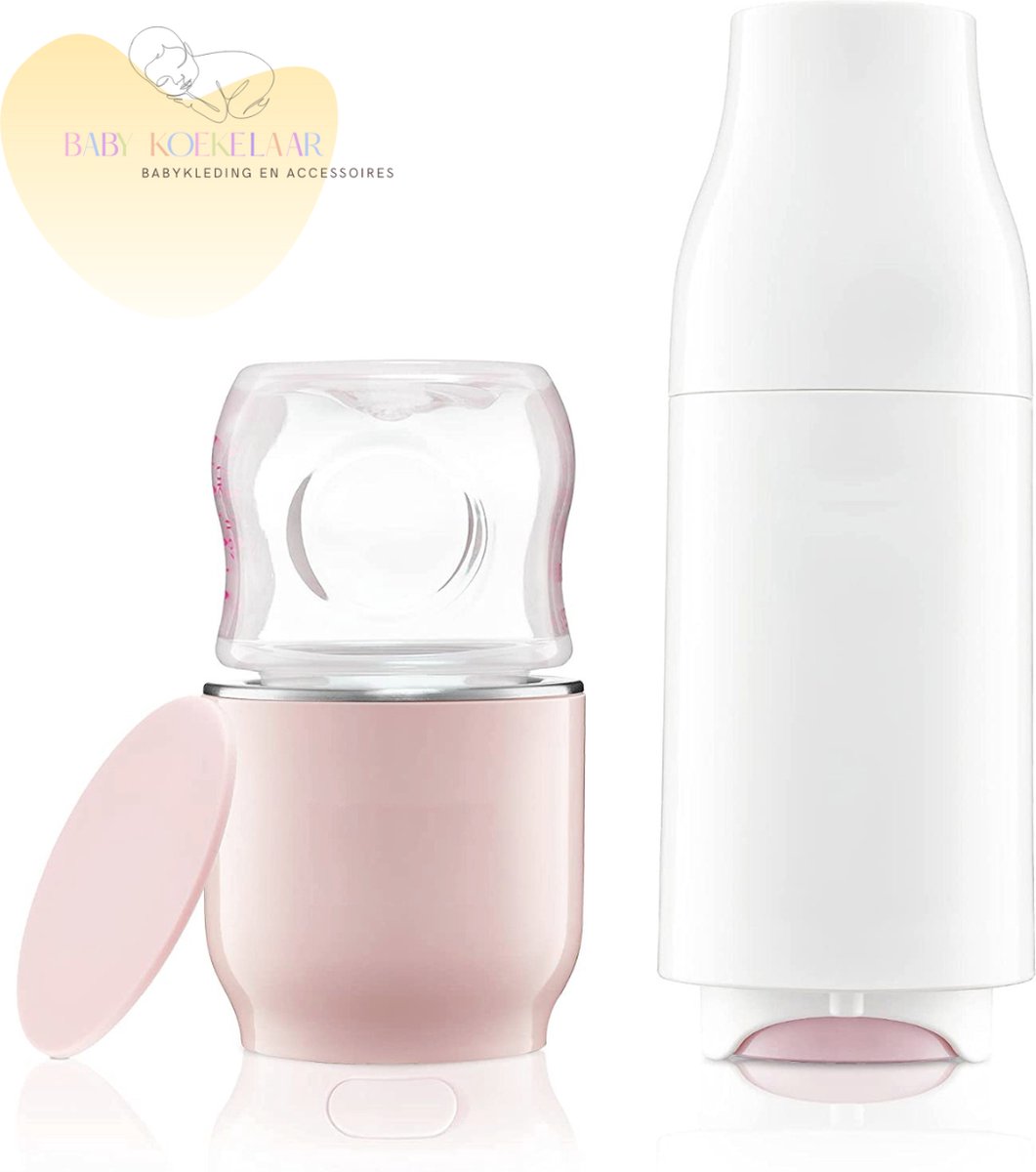 Koekelaar Draagbare Baby Flessenwarmer voor onderweg - Roze - Draagbaar Flesverwarmer - Fles Verwarmer met USB - Portable