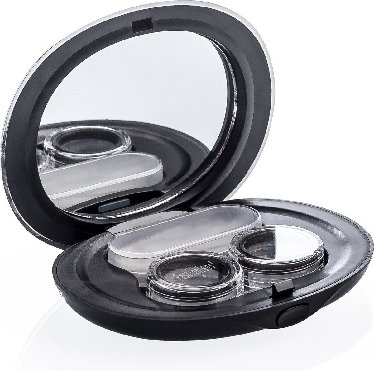 Goedkoopste Lenzendoosje Fashionlens® - zwart - luxe lenshouder inclusief spiegeltje - 4 delig