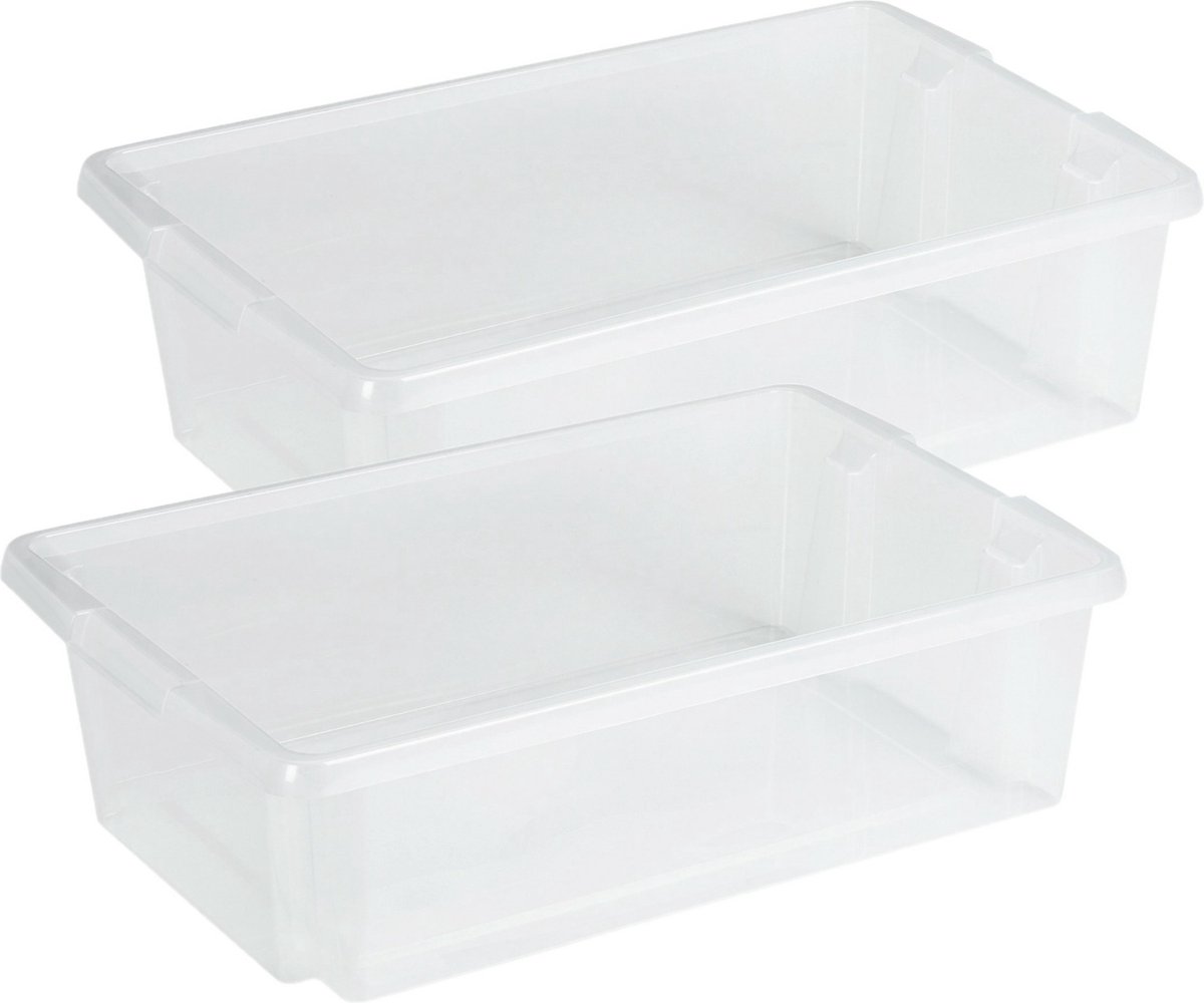 Sunware opslagbox Nesta - 4x - kunststof - 30 liter - transparant - 59 x 39 x 17 cm - stapelbaar