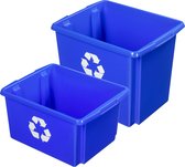 Sunware opslagboxen kunststof blauw set van 5x in formaten 32 en 45 liter