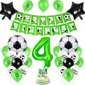 PartyPakket® - Décorations d'anniversaire de Voetbal - Guirlandes et drapeaux de Voetbal - Ballons de Voetbal - Pack de fête tout-en-un - Ballons 4 ans - Hooray 4 ans - Fan de Voetbal - Fête d'anniversaire pour enfants