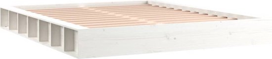 vidaXL Cadre de lit Bois massif Blanc 140x200 cm - Cadre de lit - Encadrements de lit de lit - Lit - Sommier