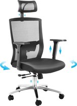 Ergonomische Bureaustoel - Bureaustoelen voor volwassenen - Office Chair Ergonomisch - Verstelbare zitdiepte - Basis van aluminiumlegering - Maximale belasting 150KG - zwart