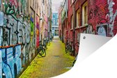 Ruelle colorée dans la capitale néerlandaise Amsterdam Garden poster 120x80 cm - Toile de jardin / Toile d'extérieur / Peintures pour l'extérieur (décoration de jardin)
