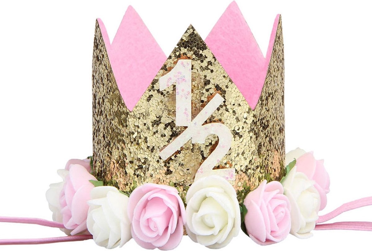 Chapeau Demi-anniversaire Pour Bébé 6 Mois - Couronne Fête Avec Pompon Et Arc, Idéal Pour Photos Et Cake Smash