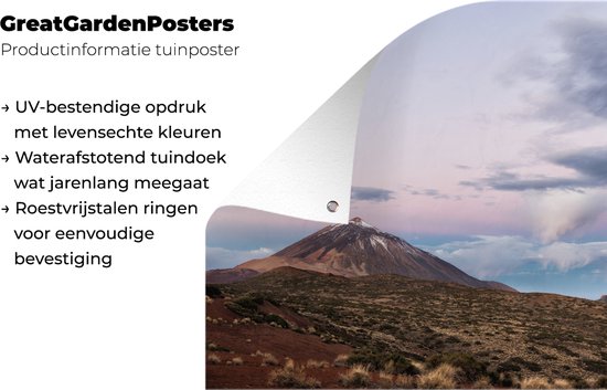 Tuinposters buiten Teide vulkaan in het ochtendlicht in het Nationaal park Teide in Spanje - 90x60 cm - Tuindoek - Buitenposter