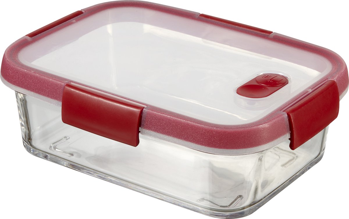 Curver Smart Cook Glazen Vershouddoos - Rechthoekig - 0,9L - Rood
