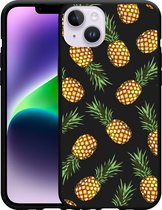 Geschikt voor Apple iPhone 14 Plus Hoesje Zwart Ananas - Designed by Cazy