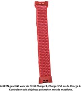 Rood / Rood met een rozige tint Nylon Bandje geschikt voor Fitbit Charge 3 / Charge 3 SE / Charge 4 – Maat: zie maatfoto – red with pinkish hue nylon smartwatch strap - Polsbandje