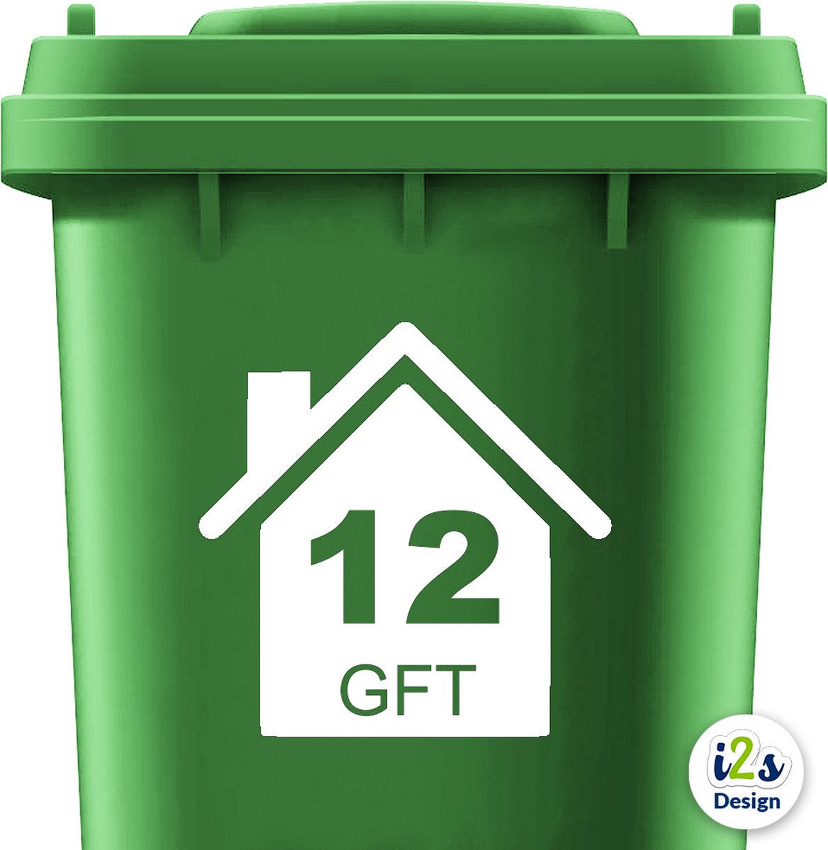 Kliko sticker huis met nummer - GFT afval - Afmeting 20cm x 20cm - Container sticker - Cijfer sticker - Huisnummer - Wit -