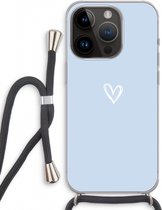 Case Company® - Hoesje met koord geschikt voor iPhone 14 Pro hoesje met Koord - Klein Hart Blauw - Telefoonhoesje met Zwart Koord - Extra Bescherming aan alle Kanten en Over de Schermrand