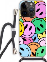 Case Company® - Hoesje met koord geschikt voor iPhone 14 Pro hoesje met Koord - Smiley N°1 - Telefoonhoesje met Zwart Koord - Extra Bescherming aan alle Kanten en Over de Schermrand