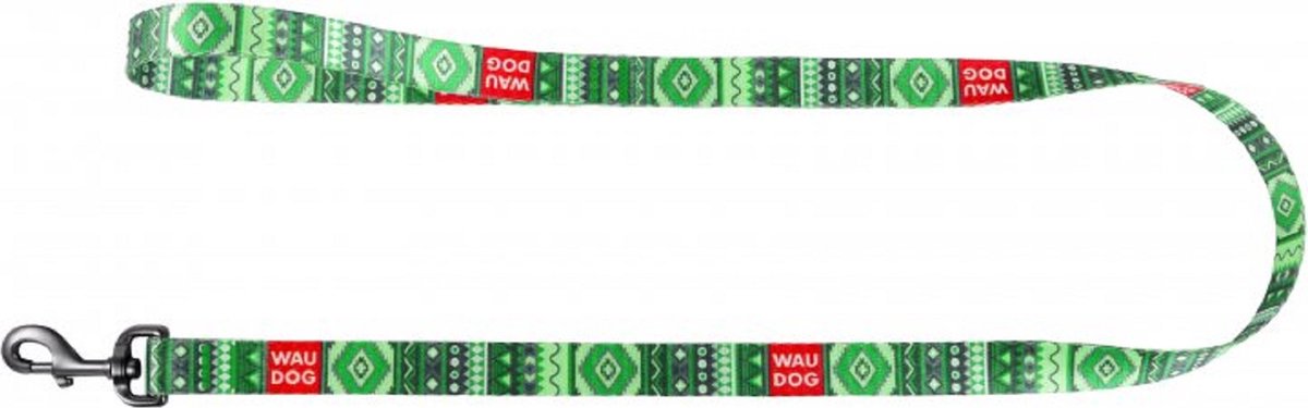 WAUDOG Ethno Hondenlijn / Hondenriem - Nylon - Groen - Breedte: 2,5 cm - Lengte: 122 cm - Geschikt voor grote honden