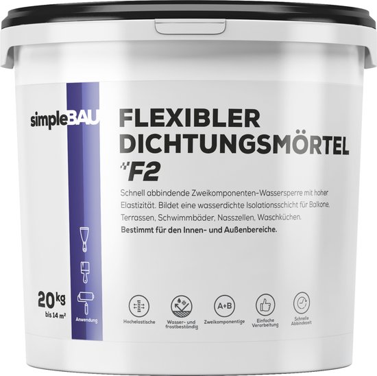 SimpleBau Flexibler Dichtungsmortel F2 20kg Hydro water-dichte mortel - SimpleBAU