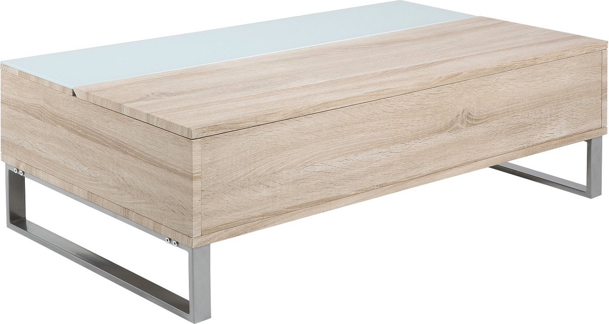 Giga Living Salontafel Archie - Naturel/Wit Uitschuifbaar - 110x60x35cm