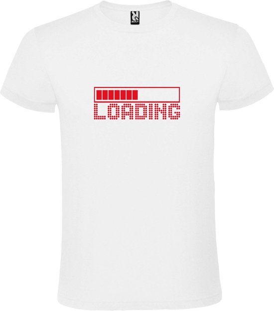 Wit T-Shirt met “ Loading “ afbeelding Rood Size XXXXXL
