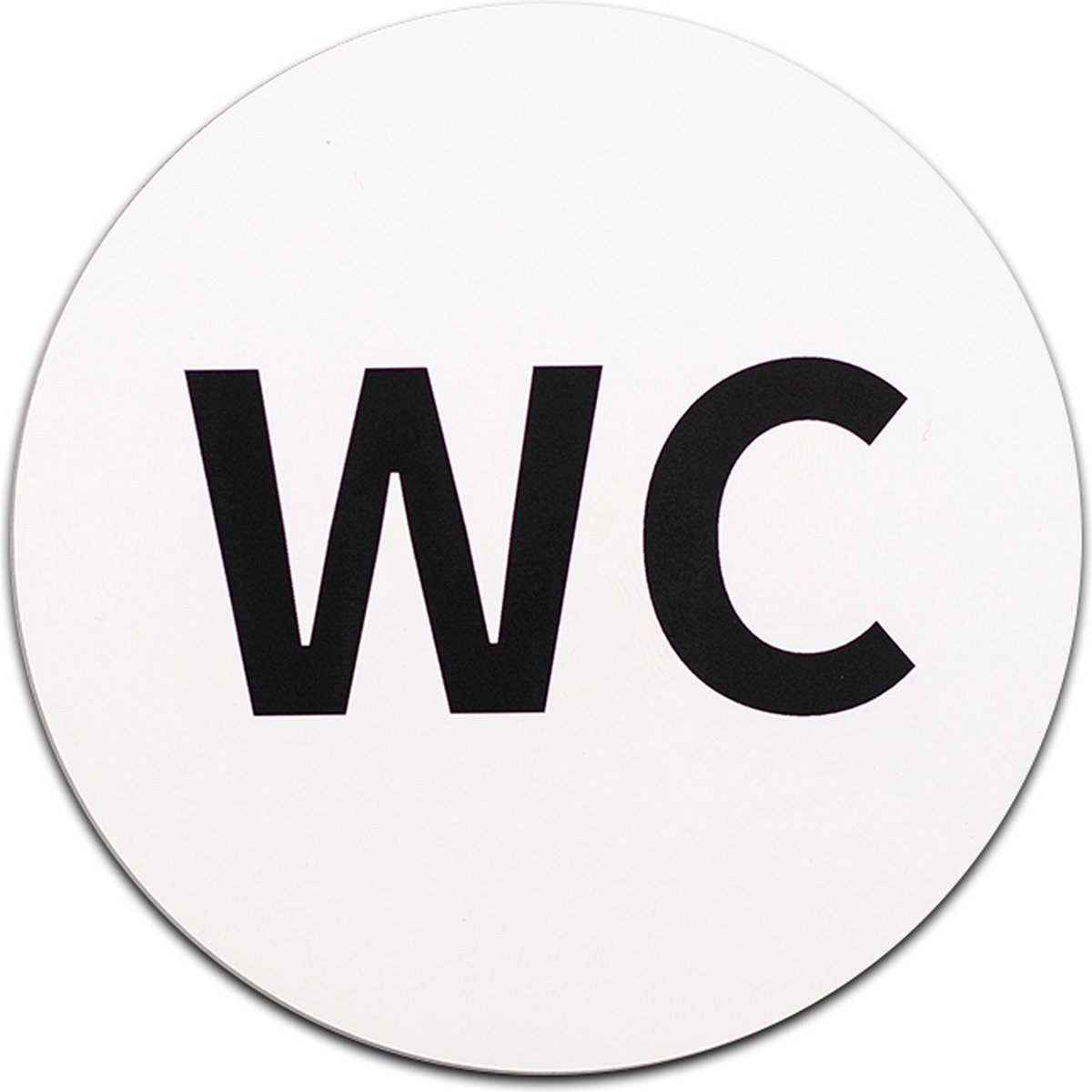 Wc bordje – WC – Rond – Wit met Zwart – 10 x 10 cm - Toilet bordje – Deurbord – Zelfklevend