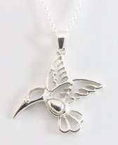 Zilveren kolibrie hanger aan ketting