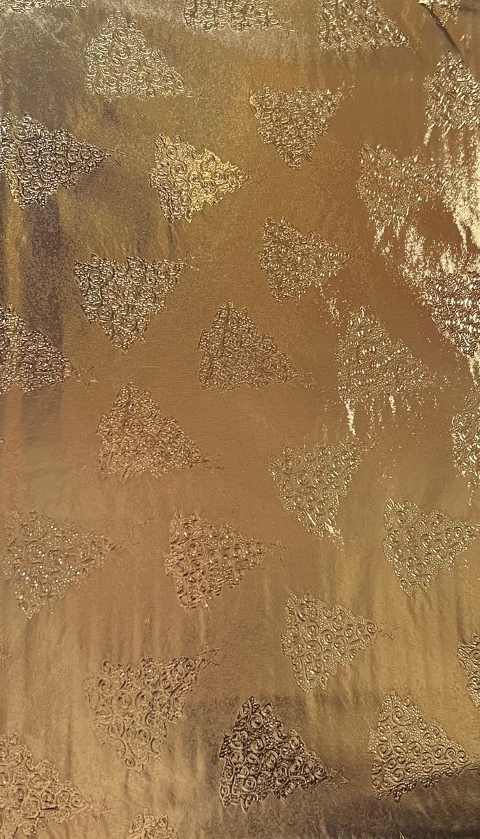 Tafelkleed Goud 200x140 cm goudkleurig tafellaken met geperst motief, voor kerst, nieuwjaar met waterbestendig vinyl, gouden kerstkleed