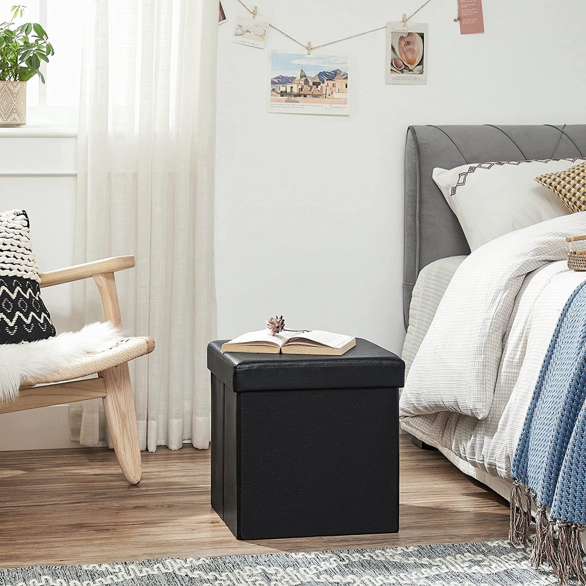 Opvouwbare Opberg Poef - Hocker – Bench – Bench with Storage space - Zitkist – Woonkamer accessoires  38 x 38 x 38 cm